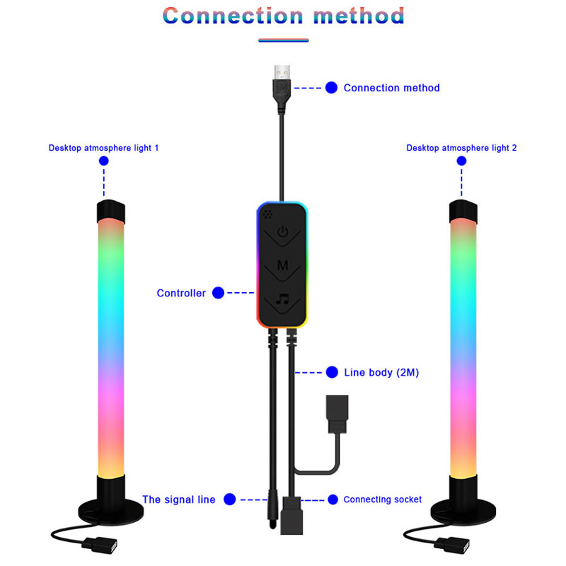 Настільна  LED лампа RGB 5V Panel 2 Single side Bluetooth dual pack USB with app (Black) в магазині vchehle.ua