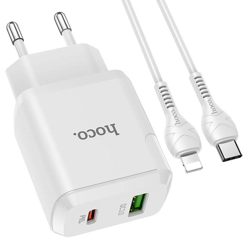 

МЗП Hoco N5 Favor 20W PD + QC3.0 Type-C to Lightning (Білий) 1114917