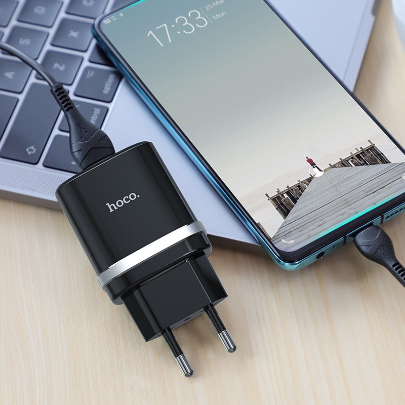 Заказать СЗУ Hoco C12Q Smart QC3.0 3A (1USB-A) + кабель USB to Type-C (Черный) на vchehle.ua