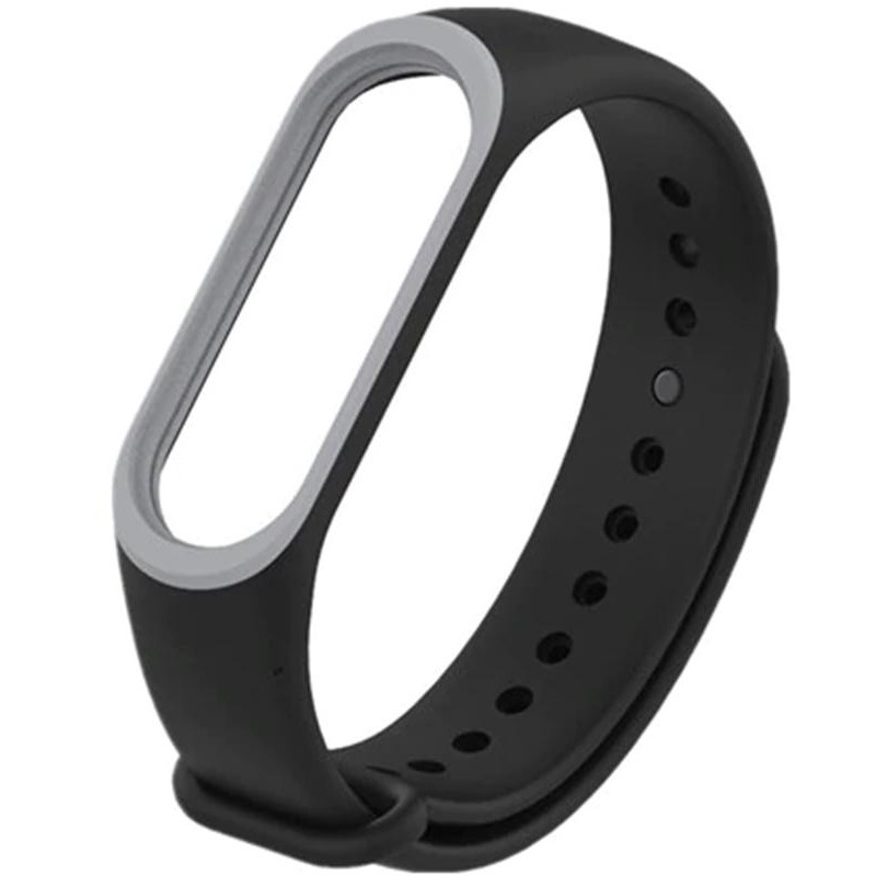 Ремінець Slim line на Xiaomi Mi Band 5 / 6 (Чорний / Сірий)
