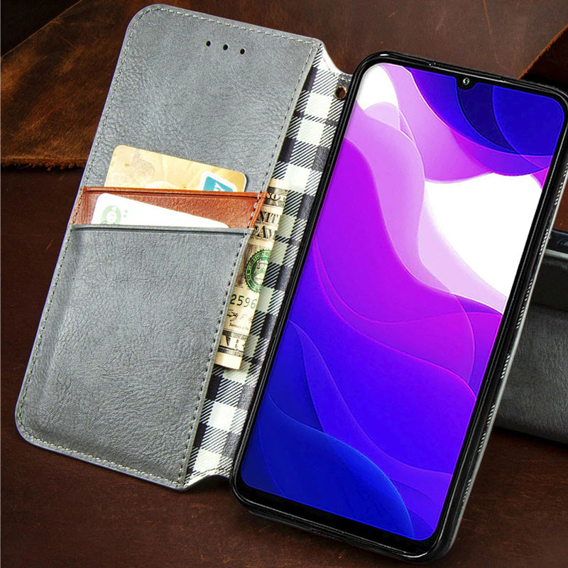 Фото Шкіряний чохол-книжка GETMAN Cubic (PU) на Xiaomi Redmi 9C (Сірий) в маназині vchehle.ua