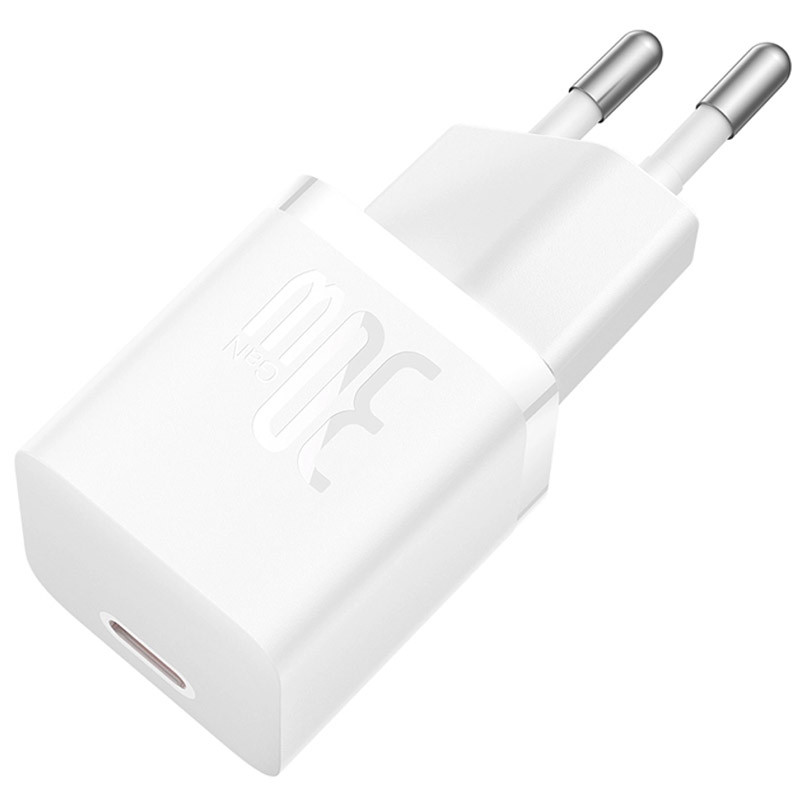 Фото МЗП Baseus GaN5 Fast Charger (mini) 30W (1USB-C) + кабель Type-C to Type-C (P10110902) (Moon White) в маназині vchehle.ua