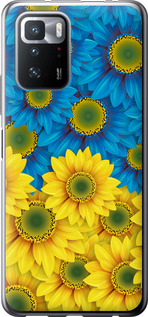 Чехол Жёлто-голубые цветы для Xiaomi Redmi Note 10 Pro 5G