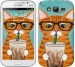 Чехол Зеленоглазый кот в очках для Samsung Galaxy Grand I9082