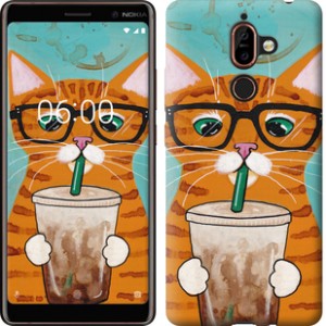 Чехол Зеленоглазый кот в очках для Nokia 7 Plus
