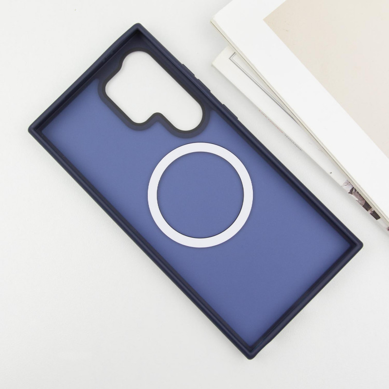 Фото TPU+PC чохол Metal Buttons with Magnetic Safe Colorful на Samsung Galaxy S25 Ultra (Синій / Navy Blue) в маназині vchehle.ua