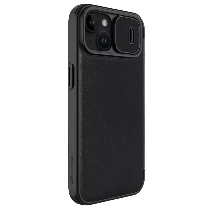 Фото Кожаный чехол (книжка) Nillkin Qin Pro Plain Camshield для Apple iPhone 15 Plus (6.7") (Черный) в магазине vchehle.ua