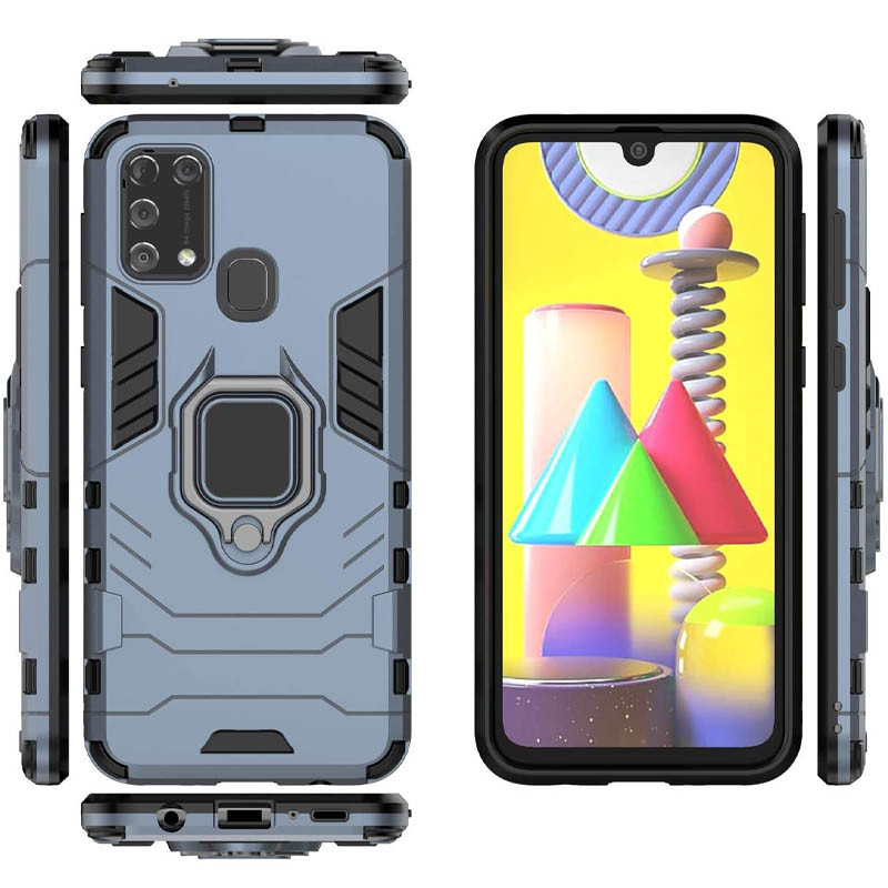 Фото Ударостійкий чохол Transformer Ring for Magnet на Samsung Galaxy M30s / M21 (Сірий / Metal slate) в маназині vchehle.ua