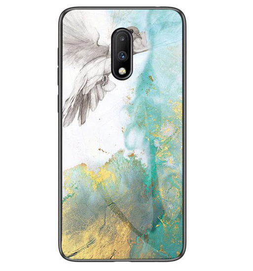 

TPU+Glass чехол Luxury Marble для OnePlus 7 (Птица / Бирюзовый) 708039