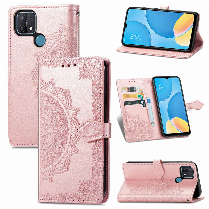 Фото Кожаный чехол-книжка Art Case с визитницей для Oppo A15 / A15s (Розовый) на vchehle.ua