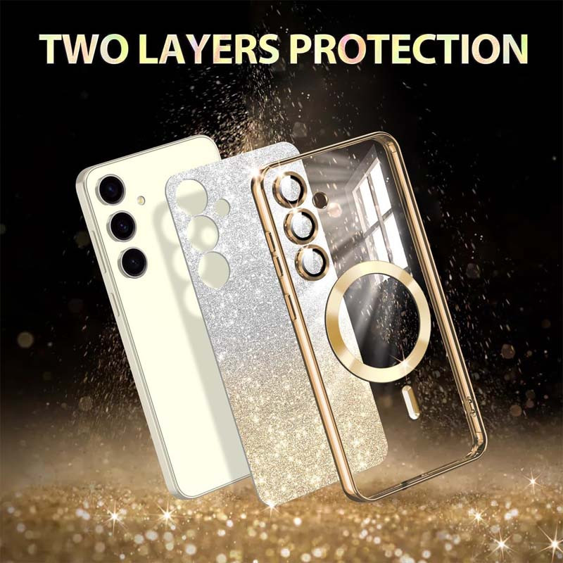 Фото TPU чехол Delight case with Magnetic Safe с защитными линзами на камеру для Samsung Galaxy S24+ (Золотой / Gold) на vchehle.ua