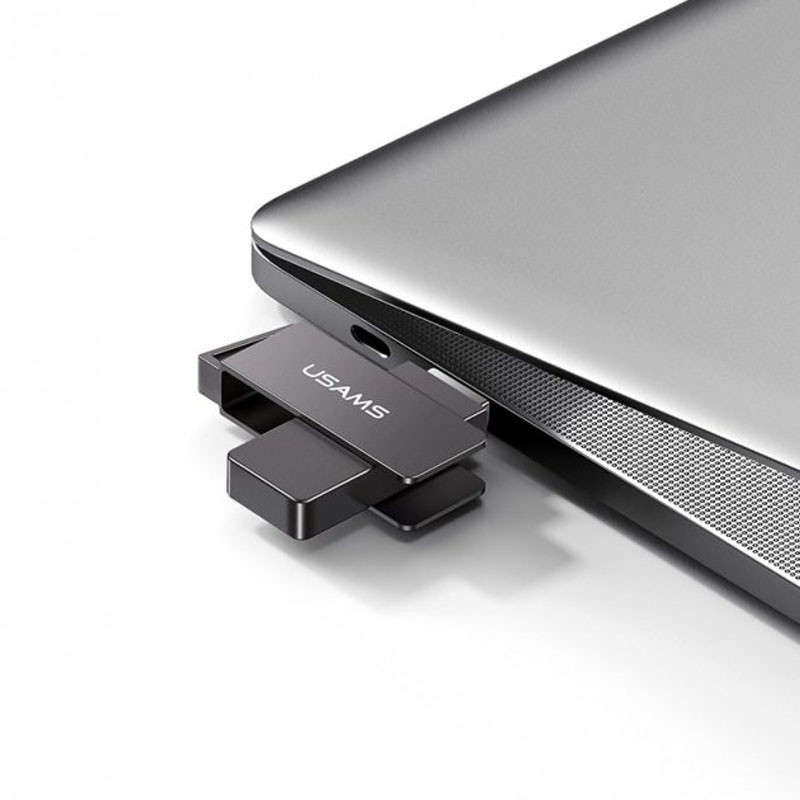 Фото Уценка Флеш-накопитель Usams US-ZB197 USB 3.0 Rotatable High Speed – 128GB (Вскрытая упаковка / Iron-grey) в магазине vchehle.ua