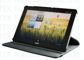 Кожаный чехол-книжка TTX (360 градусов) для Acer A200/A201 Iconia Tab (Черный)