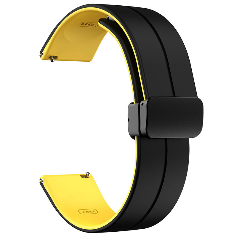 Фото Силиконовый ремешок Classy для Smart Watch 20mm (Black / Yellow) на vchehle.ua