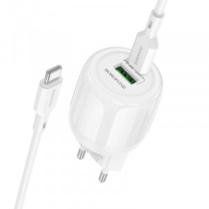 СЗУ Borofone BA94A Lustrous PD30W+QC3.0 (1USB-A/1C) + кабель Type-C to Type-C