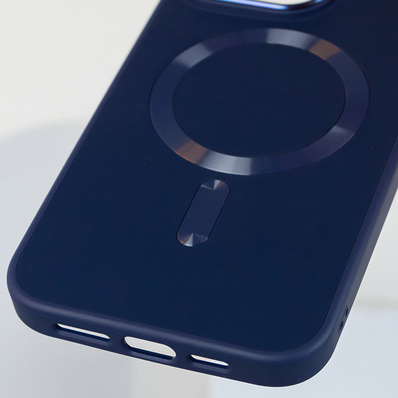 Кожаный чехол Bonbon Leather Metal Style with Magnetic Safe для Apple iPhone 13 Pro (6.1") (Синий / Navy blue) в магазине vchehle.ua