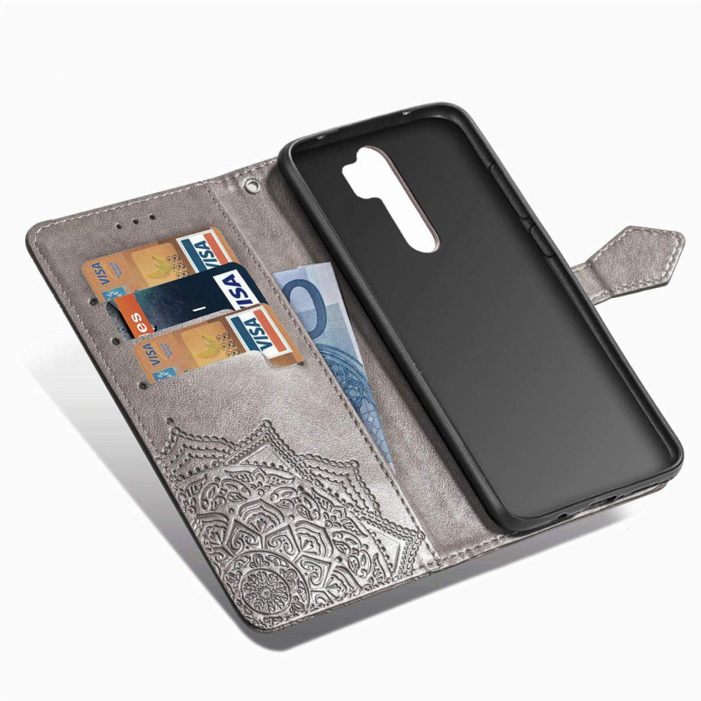 Купить Кожаный чехол-книжка Art Case с визитницей для Xiaomi Redmi Note 8 Pro (Серый) на vchehle.ua