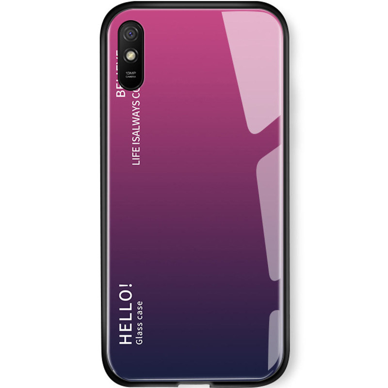 TPU+Glass чохол Gradient HELLO на Xiaomi Redmi 9A (Малиновий)