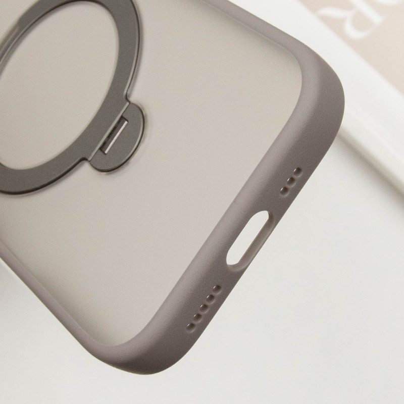 Купити TPU+PC чохол Metal Buttons with Magnetic Safe Colorful HQ Ring для Apple iPhone 15 Pro Max (6.7") (Grey) на vchehle.ua