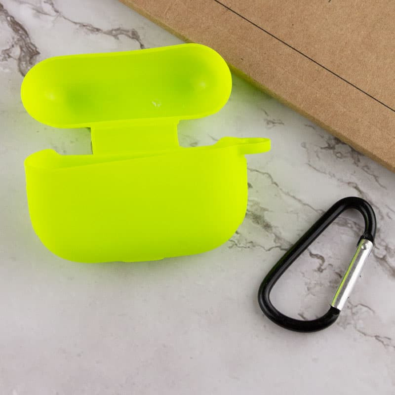 Фото Силиконовый футляр New с карабином для наушников Airpods Pro (Салатовый / Neon green) в магазине vchehle.ua