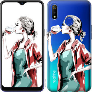 

Чохол Дівчина з келихом на Realme 3 920060