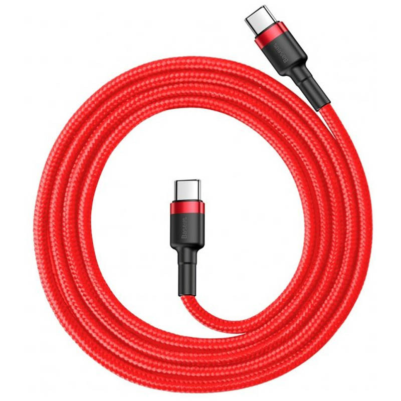 Фото Дата кабель Baseus Cafule Type-C to Type-C Cable PD 2.0 60W (1m) (CATKLF-G) (Красный) на vchehle.ua