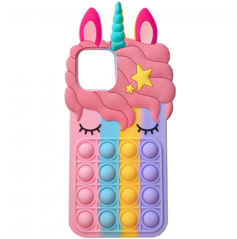 

Фигурный силиконовый 3D чехол-антистресс Pop it Bubble Unicorn для Apple iPhone 11 Pro (5.8") (Разноцветный) 1160349