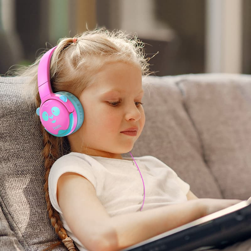Накладные наушники Hoco W31 Childrens (3.5mm/1.2m) (Розово-голубой) в магазине vchehle.ua