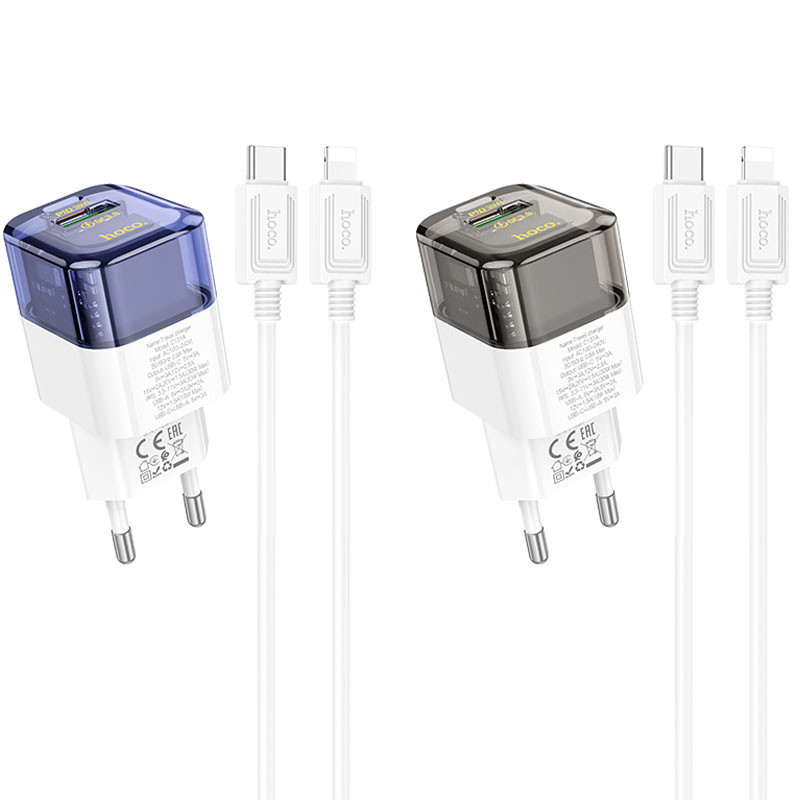 МЗП Hoco C131A Platium PD30W+QC3.0 (1USB-A/1C) + кабель Type-C to Lightning