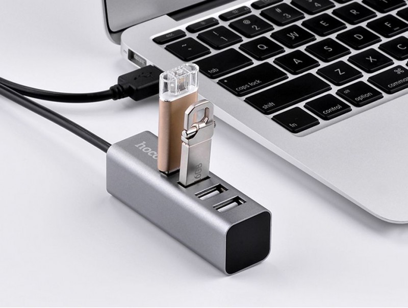 Фото Перехідник HUB Hoco HB1 USB to USB 2.0 (4 port) (1m) в маназині vchehle.ua