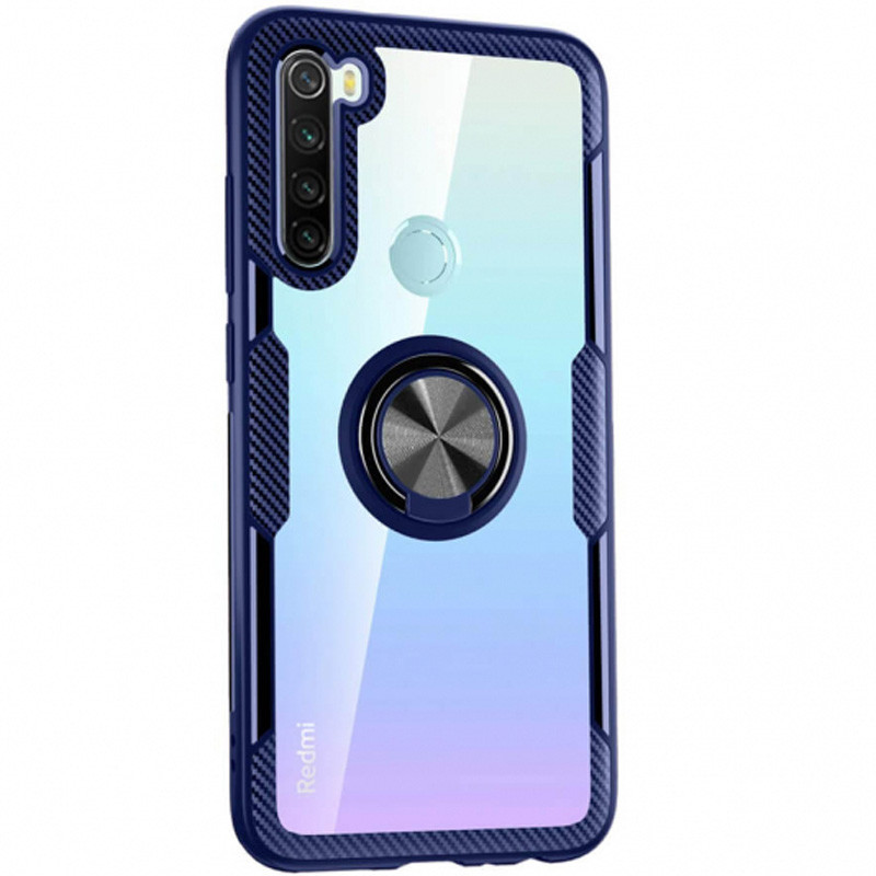 

TPU+PC чохол Deen CrystalRing під магнітний тримач для Xiaomi Redmi Note 8 (Прозорий / Синій) 766923