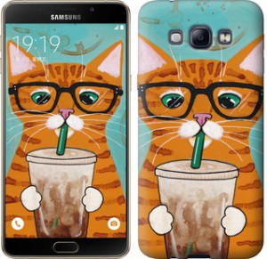 Чехол Зеленоглазый кот в очках для Samsung Galaxy A8 A8000