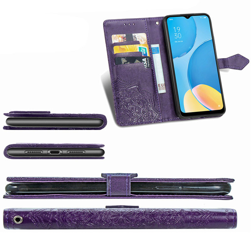 Кожаный чехол-книжка Art Case с визитницей для Oppo A15 / A15s (Фиолетовый) в магазине vchehle.ua