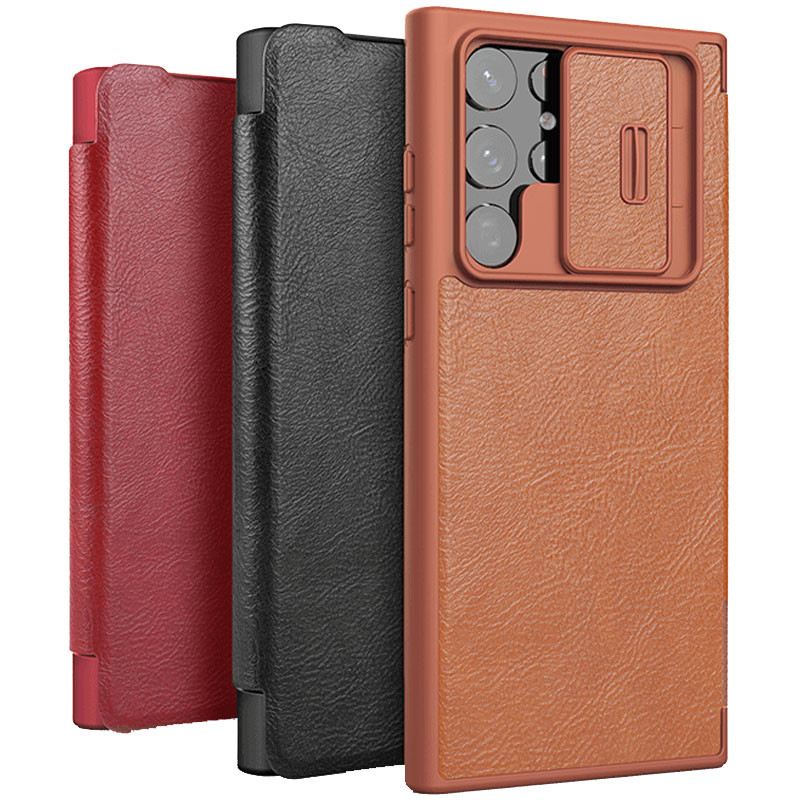 Кожаный чехол-книжка Nillkin Qin Pro Camshield для Samsung Galaxy S22 Ultra