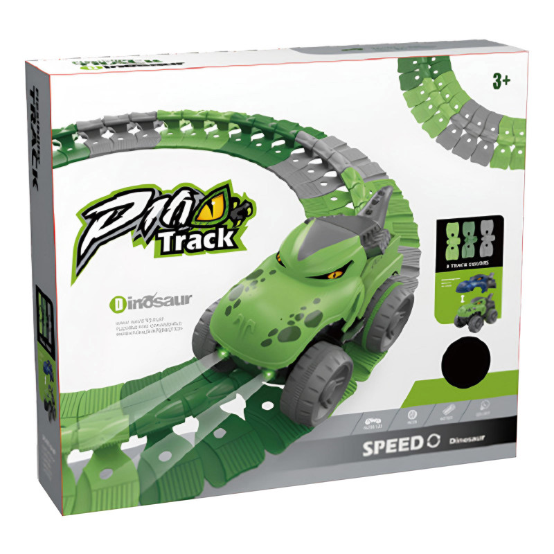 Фото Интерактивный трек с инерционной машинкой SHT 5510-7 Dino Trak (92pcs/1CAR) (Green) на vchehle.ua