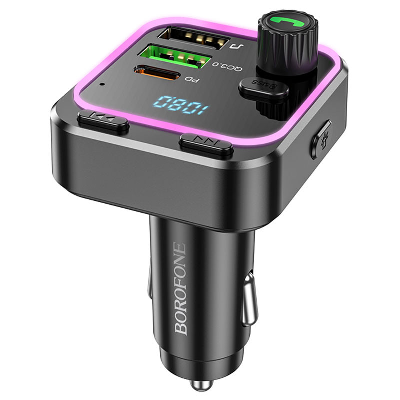 Фото АЗУ FM модулятор Borofone BC53 Highway PD20W+QC3.0 (2USB-A/1C) (Black) на vchehle.ua
