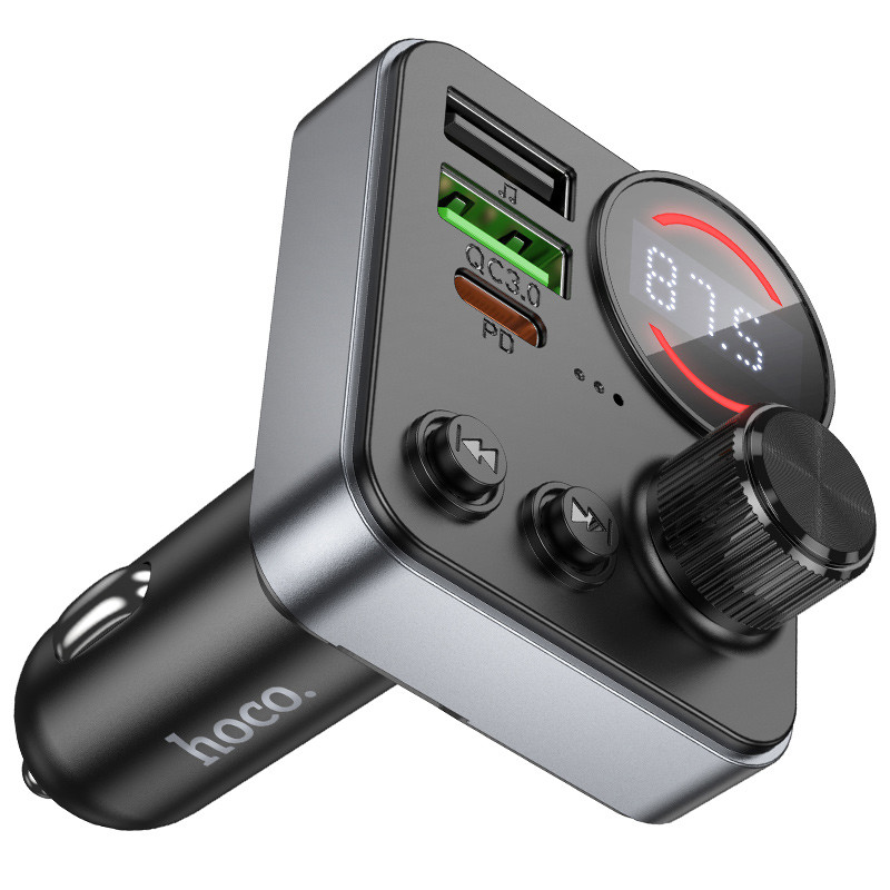 Фото АЗП FM модулятор Hoco E86 Alegria PD30W+QC3.0 48W (2USB-A/1C) (Black) на vchehle.ua