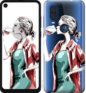 

Чехол Девушка с бокалом для Motorola One Vision 841817