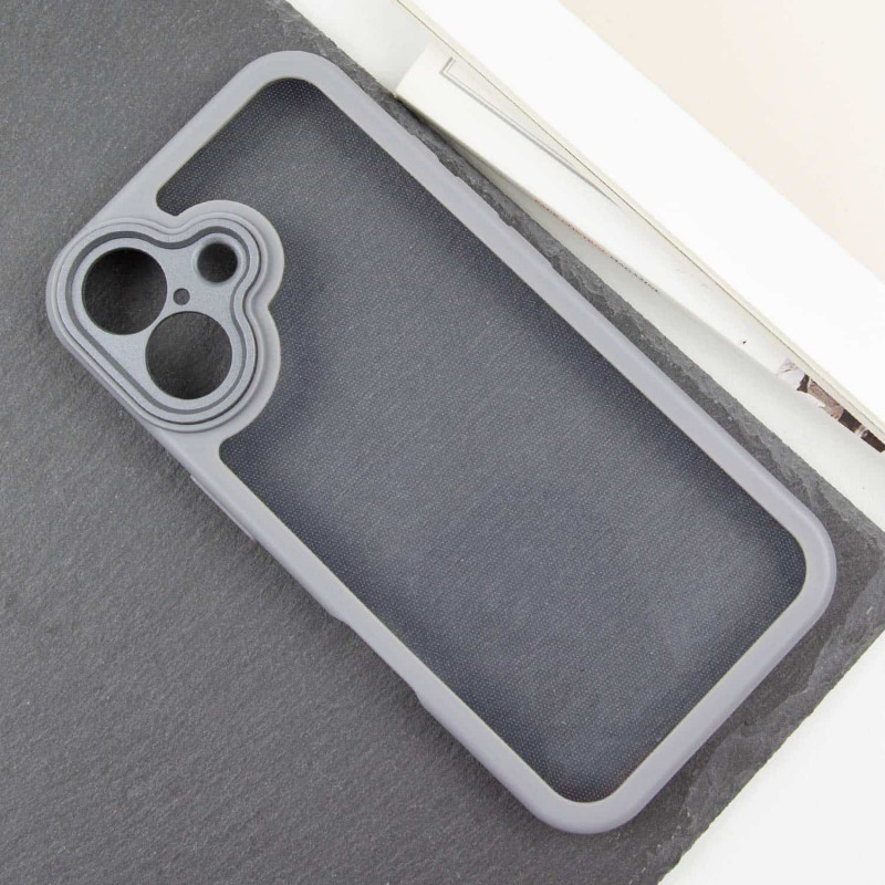Фото TPU чехол Transparent + Colour 1,5mm для Apple iPhone 16 (6.1") (Grey) на vchehle.ua