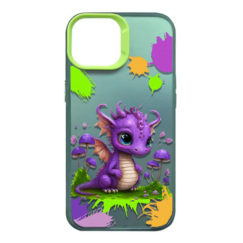 TPU+PC чехол TakiTaki Graffiti magic glow для Apple iPhone 15 Pro Max (6.7") (Baby dragon / Green)