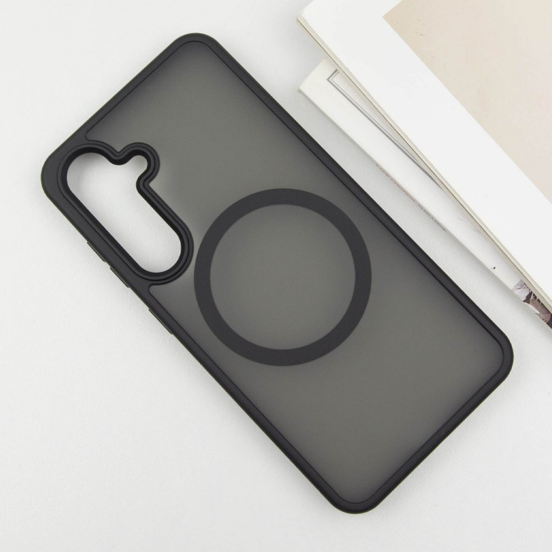 Фото TPU+PC чехол Metal Buttons with Magnetic Safe Colorful для Samsung Galaxy S25 (Черный / Black) в магазине vchehle.ua