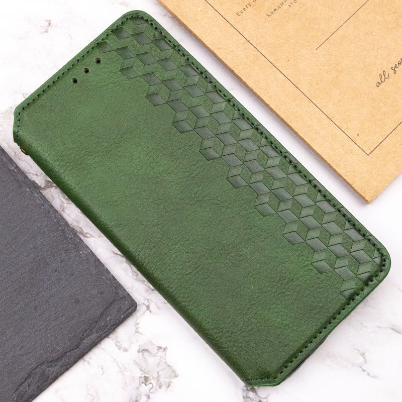 Купить Кожаный чехол-книжка GETMAN Cubic (PU) для Oppo A78 4G (Зеленый) на vchehle.ua