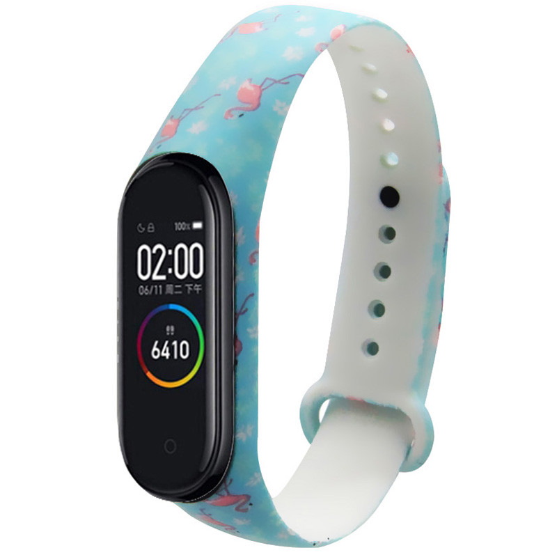 

Силиконовый ремешок с рисунком для Xiaomi Mi Band 3/4 (Фламінго / Бірюзовий) 902983