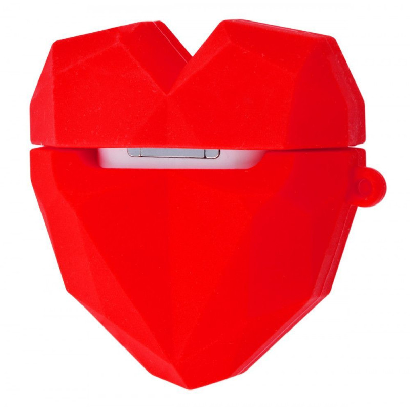 Фото Силиконовый футляр Heart series для наушников AirPods 1/2 (Красный) в магазине vchehle.ua