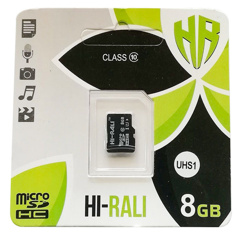 

Карта пам'яті Hi-Rali microSDHC (UHS-1) 8 GB class 10 (без адаптера) (Чорний) 1266429