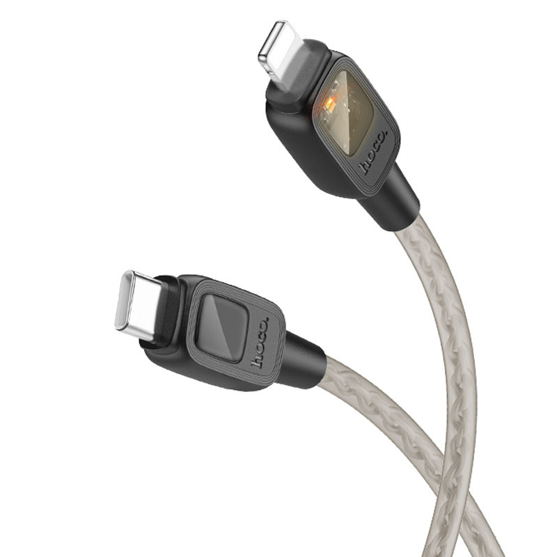 Фото Дата кабель Hoco U124 Stone silicone Power-off Type-C to Lightning (1.2m) (Black) на vchehle.ua