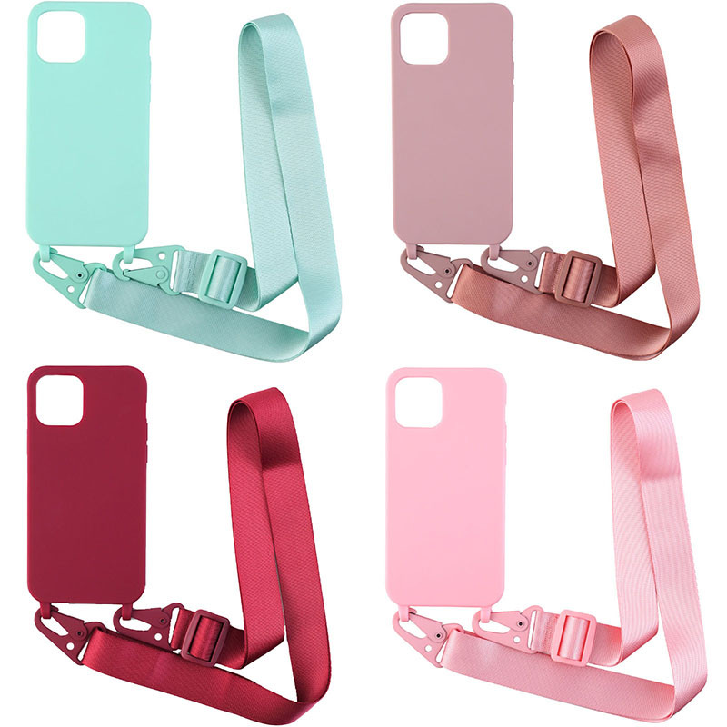 Чехол Crossbody с длинным цветным ремешком для Apple iPhone 14 (6.1")