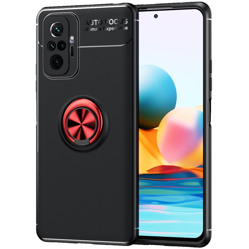 

TPU чохол Deen ColorRing під магнітний тримач (opp) для Xiaomi Redmi Note 10 Pro (Чорний / Червоний) 1147607