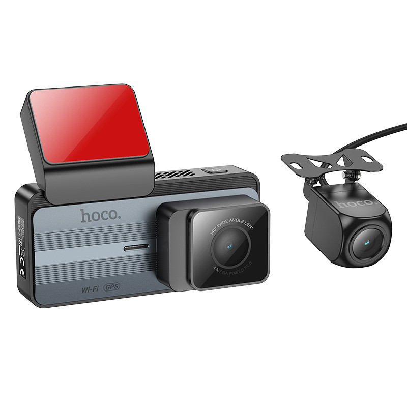 Видеорегистратор Hoco DV12 2K display + GPS (with rear camera) (Silver gray) в магазине vchehle.ua