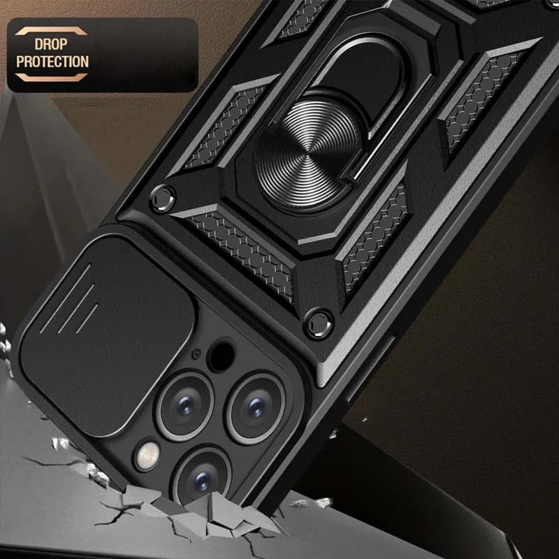 Купить Ударопрочный чехол Camshield Serge Ring для Apple iPhone 12 Pro / 12 (6.1") (Черный) на vchehle.ua